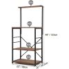 Black Metal 4-Shelf Rustic Brown Wood Kitchen Baker's Rack Microwave Stand