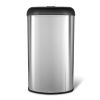 Stainless Steel Black Open Top 13-Gallon Kitchen Trash Can with No Lid