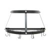 Modern Wall Mounted Enameled Double Shelf Pot Rack in Black