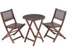 3-Piece Acacia Wood Bistro Set, Wooden Folding Patio Furniture for Garden Backyard Balcony Porch w/ 1 Coffee Table and 2 Foldable Chairs