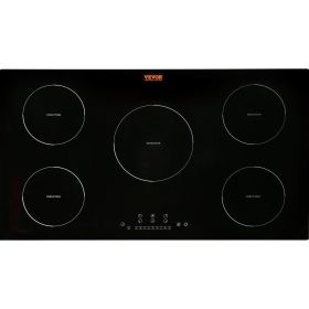 VEVOR Electric Cooktop, 5 Burners, 36'' Induction Stove Top, Built-in Magnetic Cooktop 9200W, 9 Heating Level Multifunctional Burner