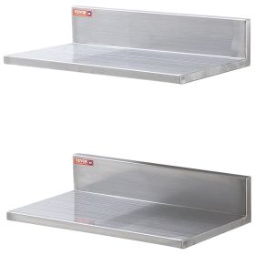 VEVOR 8.6" x 16" Stainless Steel Shelf, Wall Mounted Floating Shelving with Backsplash, 44 lbs Load Capacity Commercial Shelves