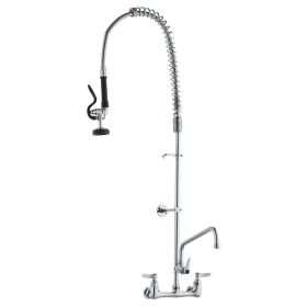 VEVOR Commercial Faucet with Pre-Rinse Sprayer, 47" Height, 8" Center, 12" Swing Spout, Wall Mount Kitchen Sink Faucet