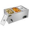 VEVOR Commercial Food Warmer 3-Pan 850W Electric Countertop Steam Table 15cm/6inch Deep Stainless Steel Bain Marie Buffet Food Warmer Large Capacity 7