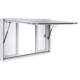 VEVOR Concession Window 53"x33", Aluminum Alloy Food Truck Service Window with 4 Horizontal Sliding Windows & Awning Door & Drag Hook