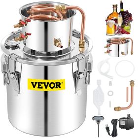 VEVOR Alcohol Still, 50L Distillery Kit w/Condenser & Pump, 13.2Gal Alcohol Still w/Copper Tube, Whiskey Distilling Kit w/Build-in Thermometer