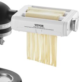 VEVOR Pasta Attachment for KitchenAid Stand Mixer, 3-IN-1 Stainless Steel Pasta Roller Cutter Set Including Pasta Sheet Roller