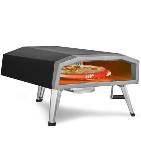 VEVOR Outdoor Pizza Oven, 16-inch, Gas Fired Pizza Maker, Portable Outside Stainless Steel Pizza Grill with 360¬∞ Rotatable Pizza Stone