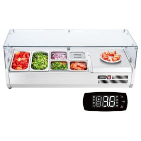 VEVOR Refrigerated Condiment Prep Station, 135 W Countertop Refrigerated Condiment Station, with 2 1/3 Pans & 4 1/6 Pans