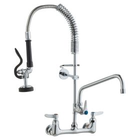 VEVOR Commercial Faucet with Pre-Rinse Sprayer, 25" Height, 8" Center, 12" Swing Spout, Wall Mount Kitchen Sink Faucet