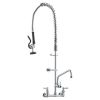 VEVOR Commercial Faucet with Pre-Rinse Sprayer, 36" Height, 8" Center, 12" Swing Spout, Wall Mount Kitchen Sink Faucet