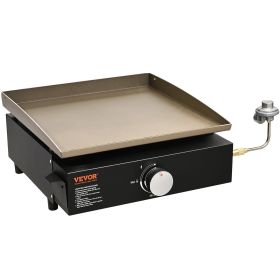 VEVOR Commercial Griddle, 16.9" Heavy Duty Manual Flat Top Griddle, Countertop Gas Grill with Non-Stick Cooking Plate, Steel LPG Gas Griddle