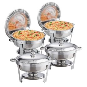 VEVOR Chafing Dish Buffet Set, 6 Qt 4 Pack, Stainless Steel Chafer with Full Size Pan