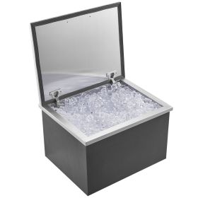 VEVOR Drop in Ice Chest, 20"L x 16"W x 13"H Stainless Steel Ice Cooler, Commercial Ice Bin with Hinged Cover, 40 qt Outdoor Kitchen Ice Bar