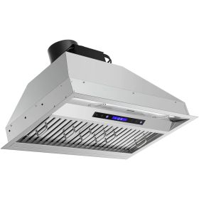 VEVOR Insert Range Hood, 900CFM 4-Speed, 30 Inch Stainless Steel Built-in Kitchen Vent with Touch & Remote Control LED Lights Baffle Filters