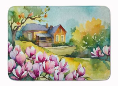 Louisiana Magnolias in Watercolor Memory Foam Kitchen Mat Machine Washable Anti-Fatigue Mat Cushion Comfort Bath Mat or Kitchen Rug