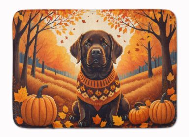 Chocolate Labrador Retriever Fall Memory Foam Kitchen Mat Machine Washable Anti-Fatigue Mat Cushion Comfort Bath Mat or Kitchen Rug