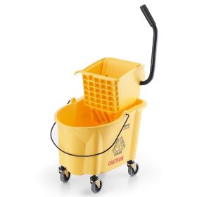 VEVOR Mop Bucket with Wringer, 26 Qt. Commercial Mop Bucket with Side Press Wringer, Side-Press Mop Bucket and Wringer Combo on Wheels