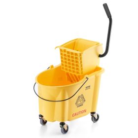 VEVOR Mop Bucket with Wringer, 35 Qt. Commercial Mop Bucket with Side Press Wringer, Side-Press Mop Bucket and Wringer Combo on Wheels