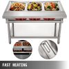 VEVOR Commercial Electric Food Warmer 3 Pot Steam Table Food Warmer 18 Quart/Pan with Lids with 7 Inch Cutting Board Food Grade Stainless Steel Steam