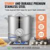 VEVOR Stainless Steel Kettle, 5 GALLON Brewing Pot, Tri Ply Bottom for Beer, Brew Kettle Pot, Home Brewing Supplies Includes Lid, Handle, Thermometer