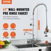 VEVOR Commercial Faucet with Pre-Rinse Sprayer, 47" Height, 8" Center, 12" Swing Spout, Wall Mount Kitchen Sink Faucet