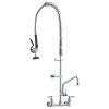 VEVOR Commercial Faucet with Pre-Rinse Sprayer, 36" Height, 8" Center, 12" Swing Spout, Wall Mount Kitchen Sink Faucet