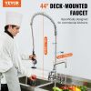 VEVOR Commercial Faucet with Pre-Rinse Sprayer, 44" Height, 8" Center, 12" Swing Spout, Deck Mount Kitchen Sink Faucet