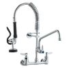 VEVOR Commercial Faucet with Pre-Rinse Sprayer, 21" Height, 8" Center, 12" Swing Spout, Wall Mount Kitchen Sink Faucet