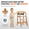 VEVOR Wooden High Chair for Babies & Toddlers, Convertible Adjustable Feeding Chair, Eat & Grow High Chair with Seat Cushion