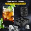 VEVOR Skull Ice Cube Tray, 4-Grid Skull Ice Ball Maker, Flexible Black Silicone Ice Tray with Lid & Funnel