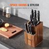 VEVOR Universal Knife Holder, Acacia Wood Knife Block Without Knives, Two-Tier Knife Storage Stand with PP Brush