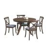 Wooden Dining Table Set, Mid Century Modern Round Rubber Wood Kitchen Table and Cross Back Upholstered Dining Chairs for Dining Room, Kitchen