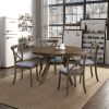 Wooden Dining Table Set, Mid Century Modern Round Rubber Wood Kitchen Table and Cross Back Upholstered Dining Chairs for Dining Room, Kitchen