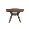 Wooden Dining Table Set, Mid Century Modern Round Rubber Wood Kitchen Table and Cross Back Upholstered Dining Chairs for Dining Room, Kitchen