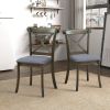 Wooden Dining Table Set, Mid Century Modern Round Rubber Wood Kitchen Table and Cross Back Upholstered Dining Chairs for Dining Room, Kitchen