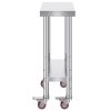 VEVOR Stainless Steel Work Table with Wheels 24 x 12 x 32 Inch Prep Table with 4 Casters Heavy Duty Work Table for Commercial Kitchen Restaurant Busin