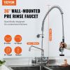 VEVOR Commercial Faucet with Pre-Rinse Sprayer, 36" Height, 8" Center, 12" Swing Spout, Wall Mount Kitchen Sink Faucet