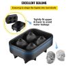 VEVOR Skull Ice Cube Tray, 4-Grid Skull Ice Ball Maker, Flexible Black Silicone Ice Tray with Lid & Funnel