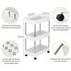 3-Tier Slide Out Storage Cart Rolling Utility Cart Storage Shelf Rack Mobile Storage Organizer Shelving for Office, Kitchen, Bedroom, Bathroom