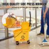 VEVOR Mop Bucket with Wringer, 26 Qt. Commercial Mop Bucket with Side Press Wringer, Side-Press Mop Bucket and Wringer Combo on Wheels