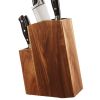 VEVOR Universal Knife Holder, Acacia Wood Knife Block Without Knives, Two-Tier Knife Storage Stand with PP Brush