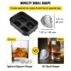 VEVOR Skull Ice Cube Tray, 4-Grid Skull Ice Ball Maker, Flexible Black Silicone Ice Tray with Lid & Funnel