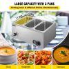 VEVOR Commercial Food Warmer 3-Pan 850W Electric Countertop Steam Table 15cm/6inch Deep Stainless Steel Bain Marie Buffet Food Warmer Large Capacity 7