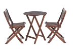 3-Piece Acacia Wood Bistro Set, Wooden Folding Patio Furniture for Garden Backyard Balcony Porch w/ 1 Coffee Table and 2 Foldable Chairs