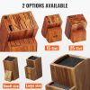 VEVOR Universal Knife Holder, Acacia Wood Knife Block Without Knives, Two-Tier Knife Storage Stand with PP Brush