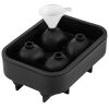 VEVOR Skull Ice Cube Tray, 4-Grid Skull Ice Ball Maker, Flexible Black Silicone Ice Tray with Lid & Funnel