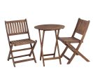 3-Piece Acacia Wood Bistro Set, Wooden Folding Patio Furniture for Garden Backyard Balcony Porch w/ 1 Coffee Table and 2 Foldable Chairs