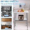 VEVOR Stainless Steel Prep Table, 30 x 30 x 36 Inch, 800lbs Load Capacity Heavy Duty Metal Worktable with Adjustable Undershelf & Feet