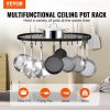 VEVOR Hanging Pot Rack, 32 inch Hanging Pot Rack Ceiling Mount, Ceiling Pot Rack with 12 S Hooks, 80 lbs Loading Weight, Ideal for Home, Restaurant